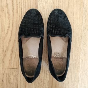 Crown Vintage Black Suede Perforated Loafers
